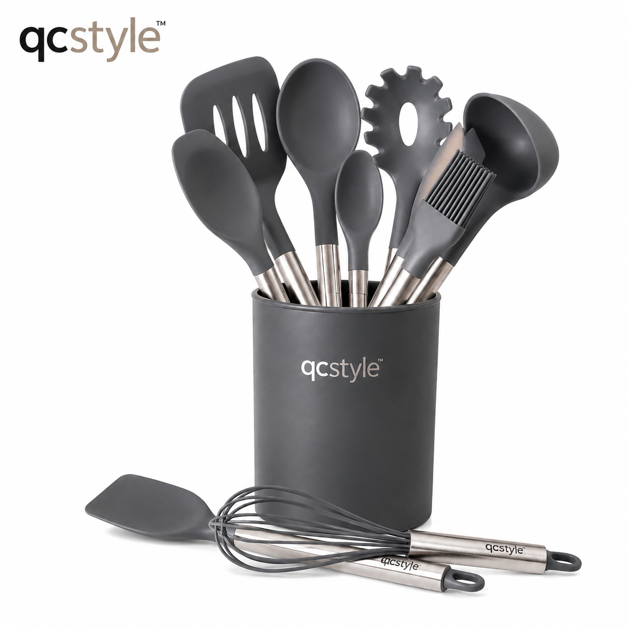 qcstyle™ Premium Silicone Kitchen Utensil Set – 12-Piece Heat Resistant Cooking Tools