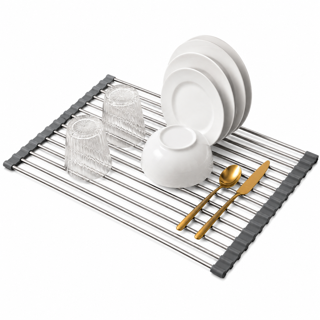 qcstyle™ Collapsible Dish Drying Rack – Foldable Over-the-Sink Kitchen Drying Rack